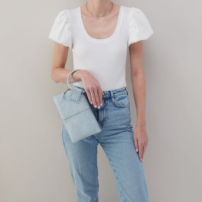 HOBO Sable Wristlet In Buffed Leather - Sky