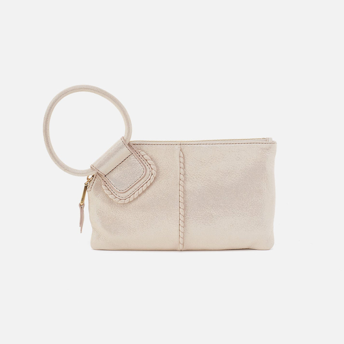 HOBO Sable Wristlet In Metallic Leather - Sand Shimmer