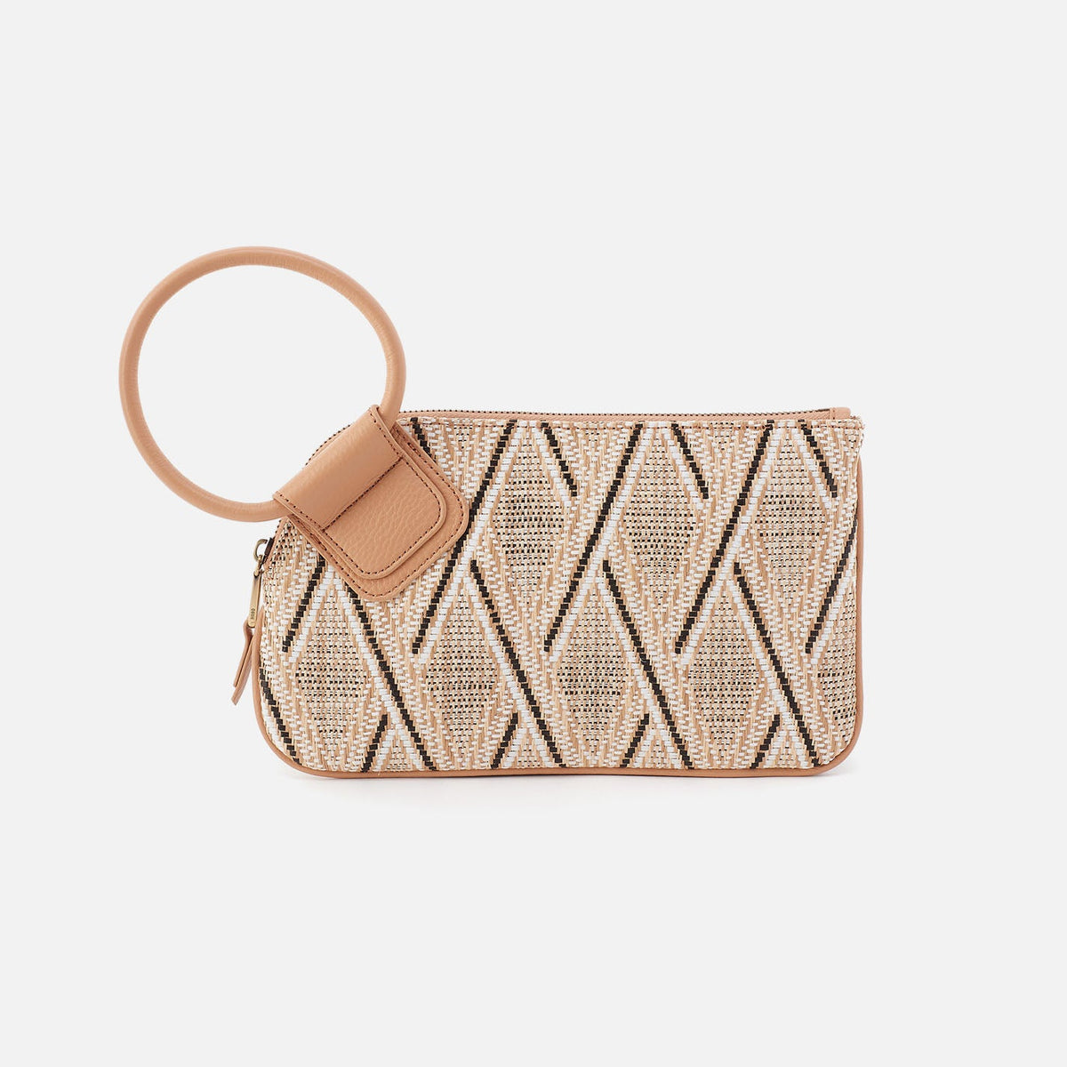 HOBO Sable Wristlet In Multi Weave With Leather Trim - Cream Raffia