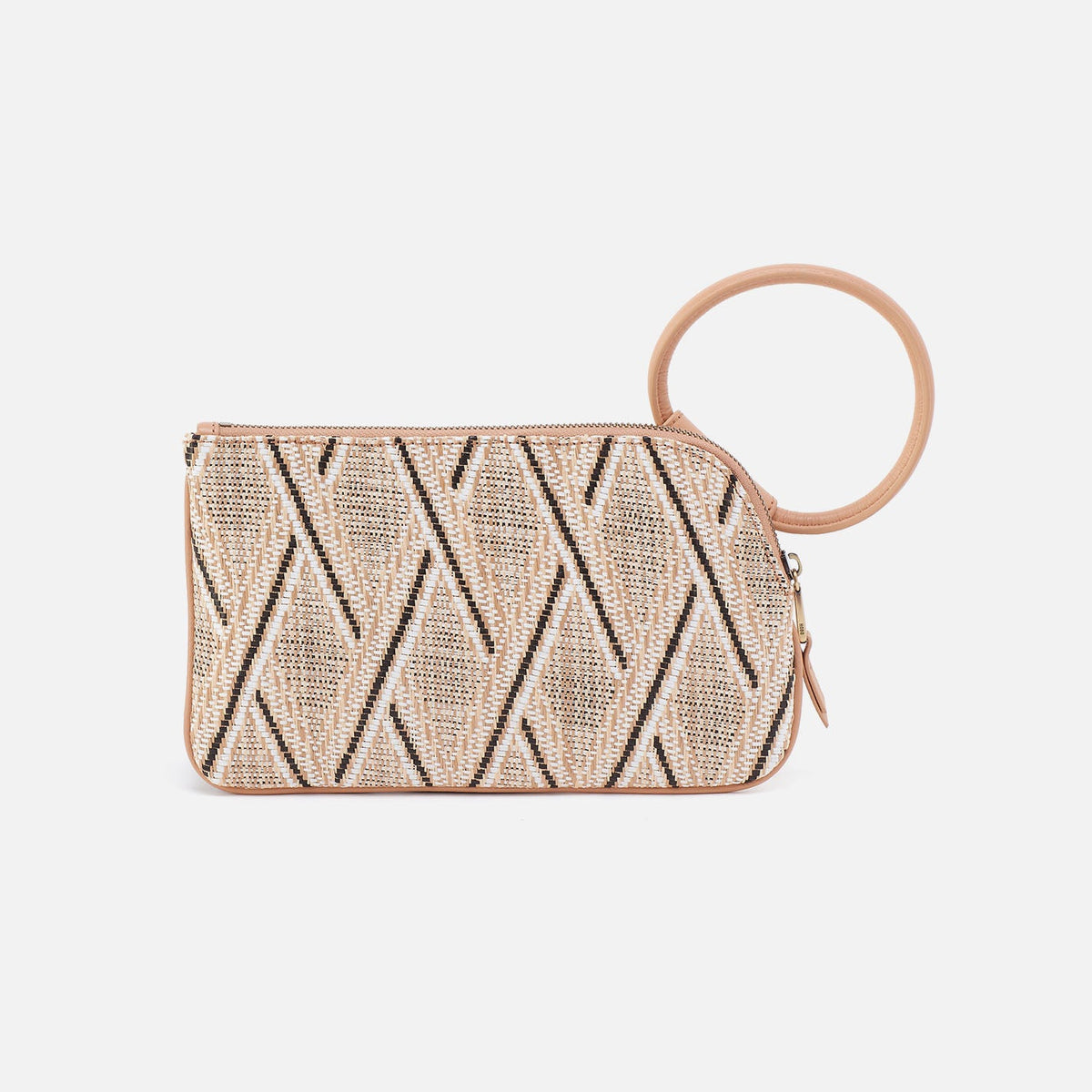 HOBO Sable Wristlet In Multi Weave With Leather Trim - Cream Raffia