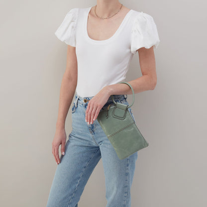 HOBO Sable Wristlet In Polished Leather - Jade