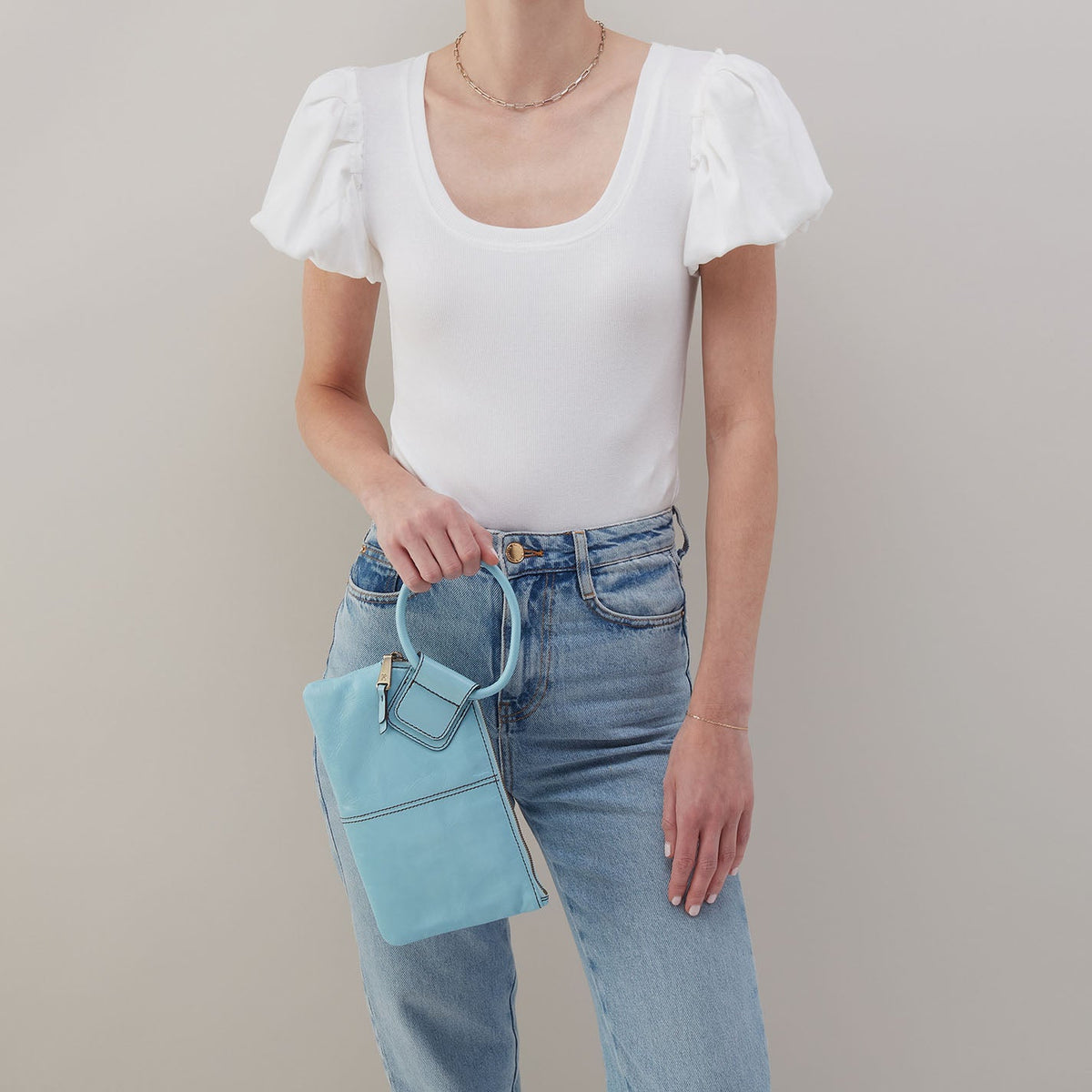 HOBO Sable Wristlet In Polished Leather - Stratosphere
