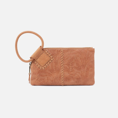 HOBO Sable Wristlet In Tooled Embossed Leather - Saddle Tooled Emboss