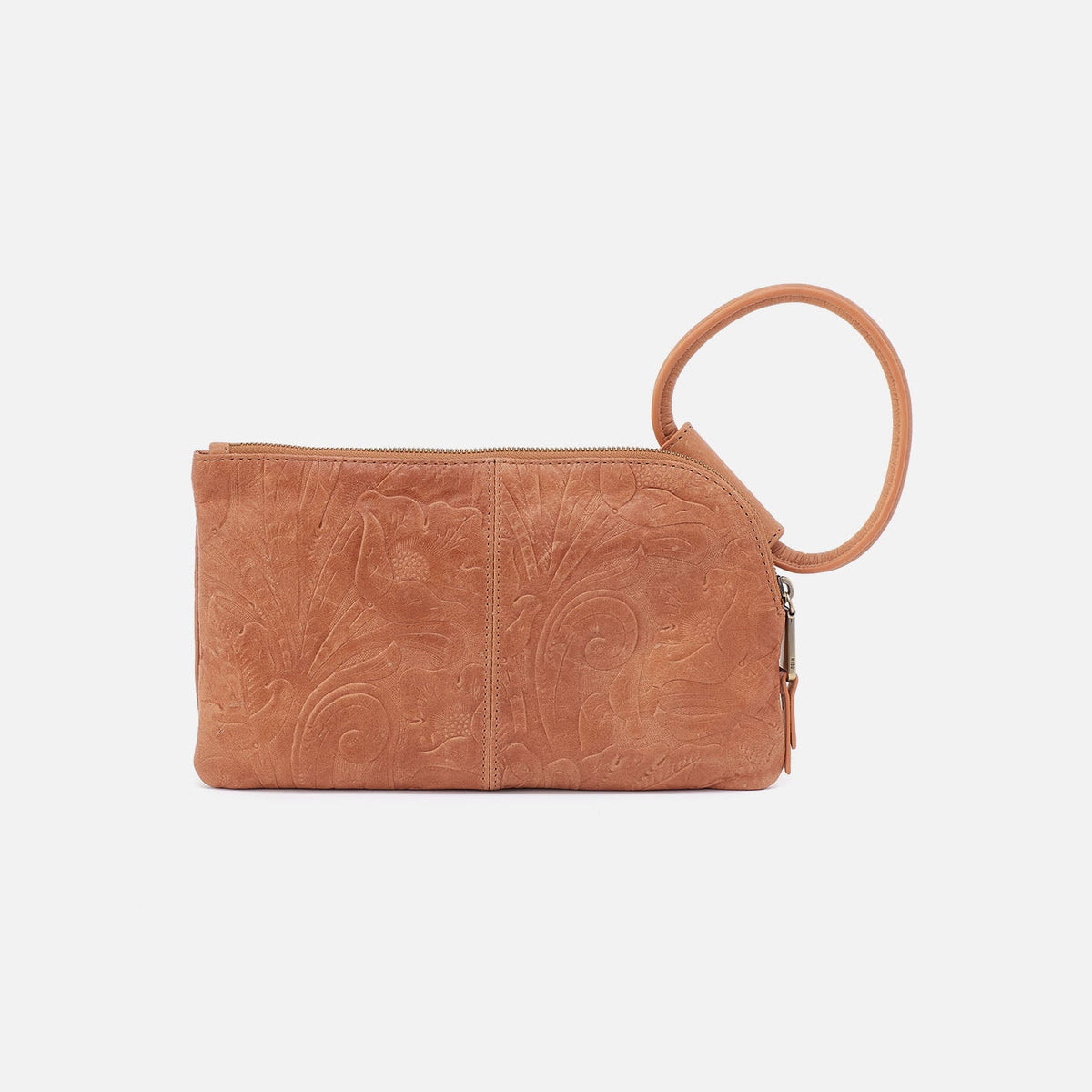 HOBO Sable Wristlet In Tooled Embossed Leather - Saddle Tooled Emboss