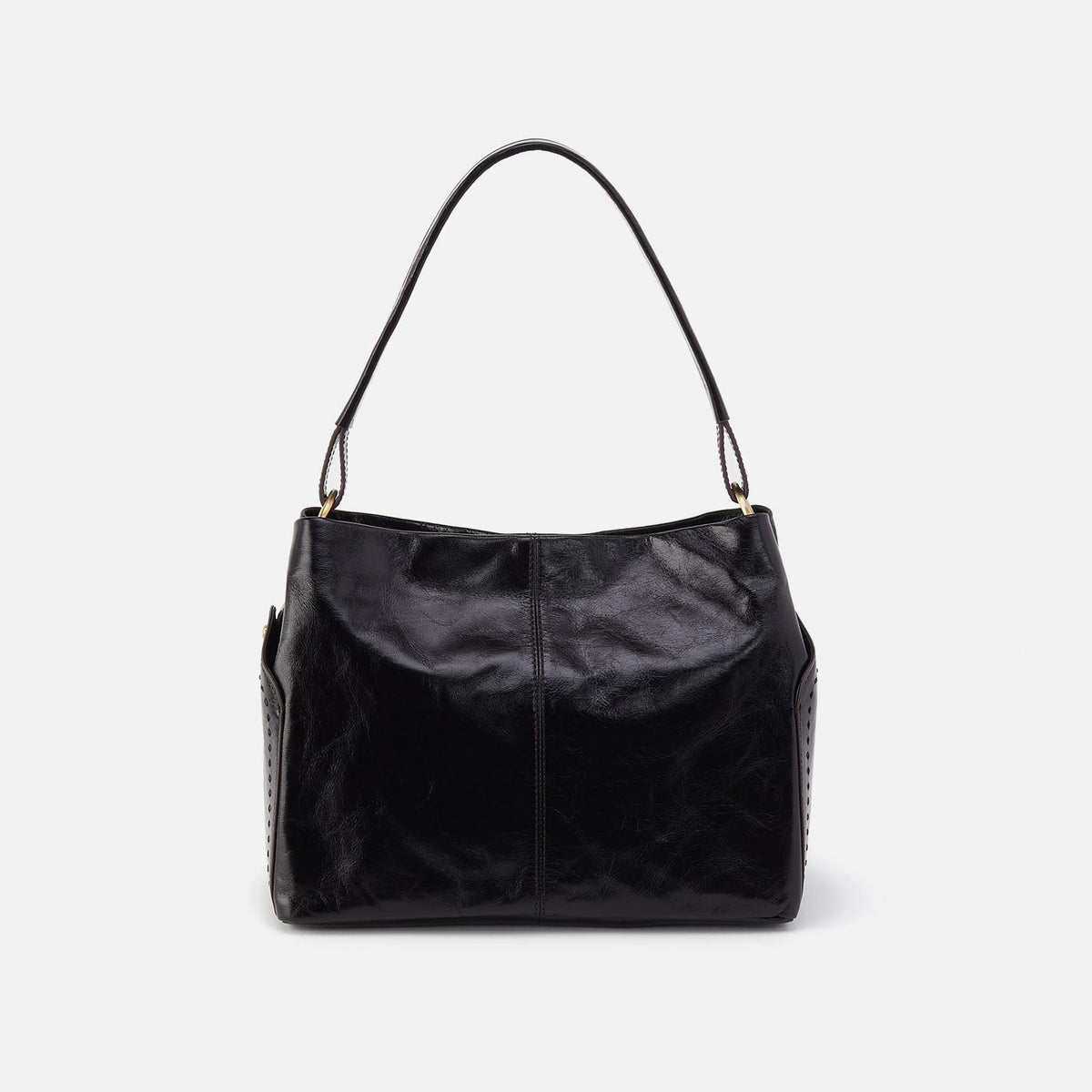 HOBO Seneca Shoulder Bag In Polished Leather - Black