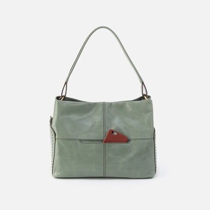 HOBO Seneca Shoulder Bag In Polished Leather - Jade