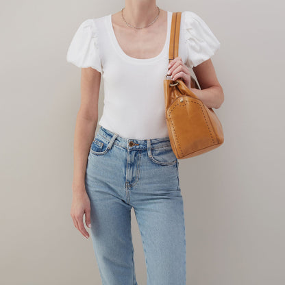 HOBO Seneca Shoulder Bag In Polished Leather - Natural