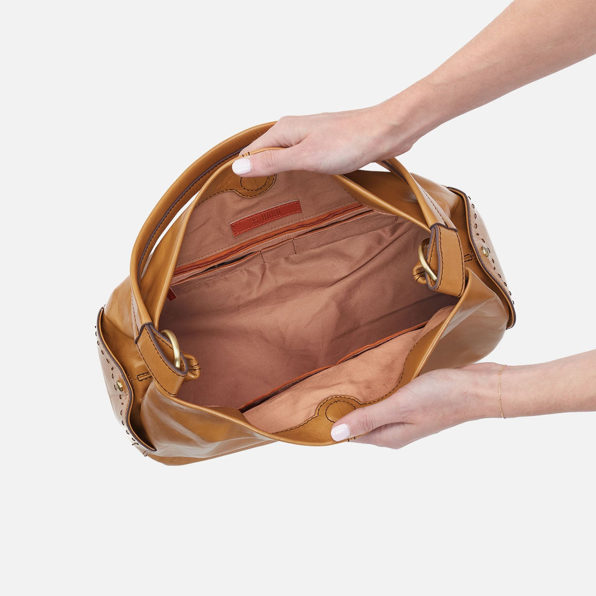 HOBO Seneca Shoulder Bag In Polished Leather - Natural