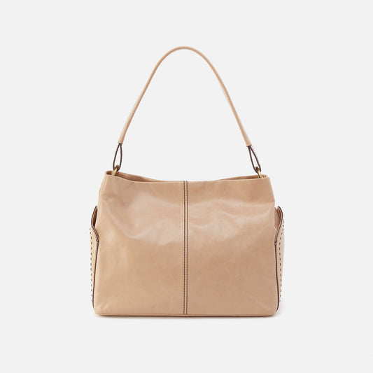 HOBO Seneca Shoulder Bag In Polished Leather - Sand