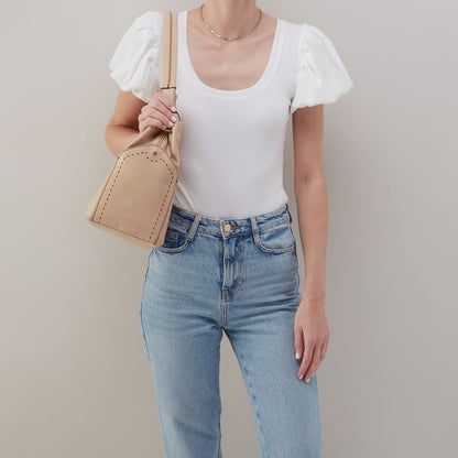 HOBO Seneca Shoulder Bag In Polished Leather - Sand