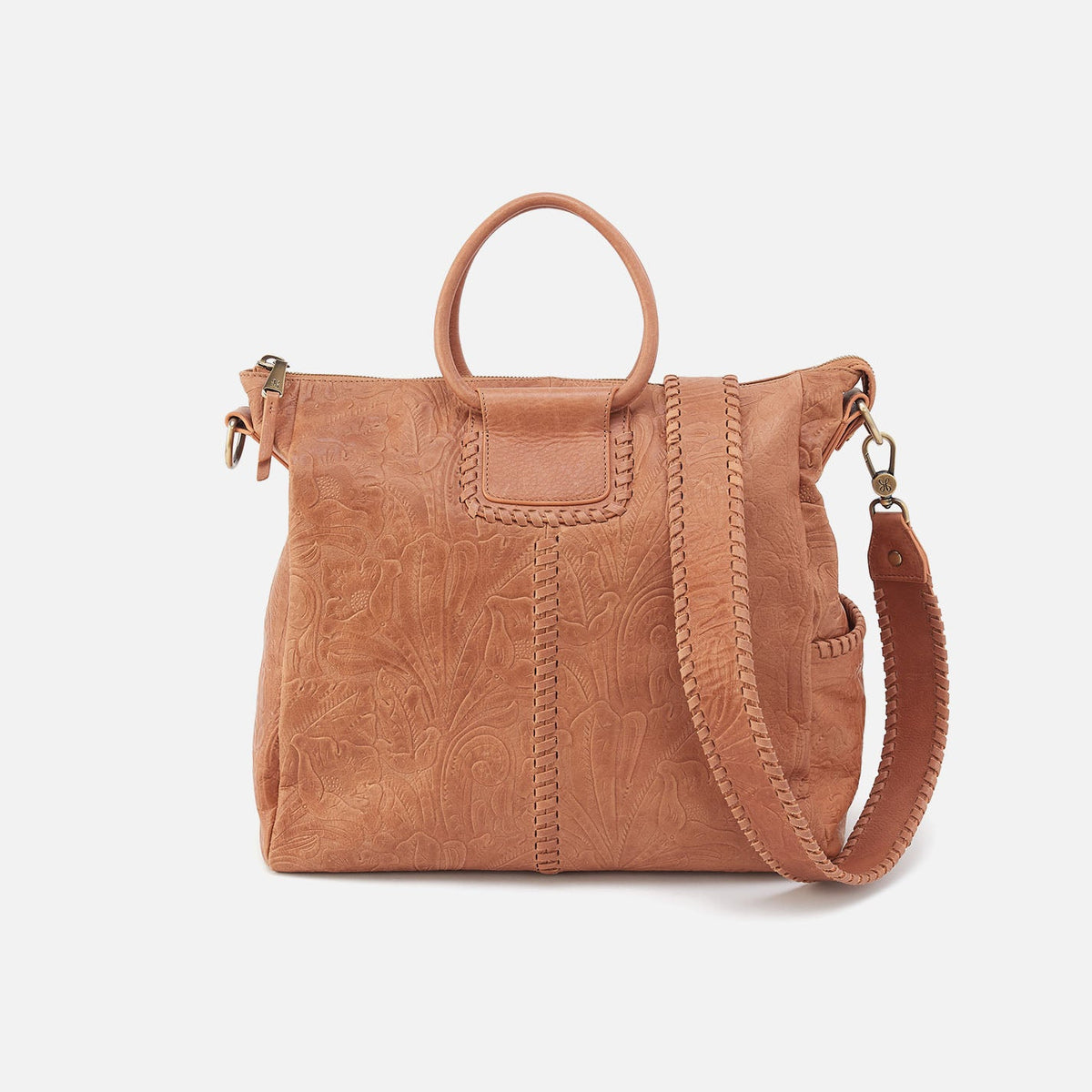 HOBO Sheila Large Satchel In Tooled Embossed Leather - Saddle Tooled Emboss