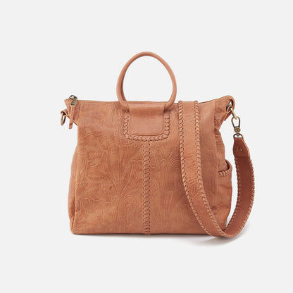 HOBO Sheila Large Satchel In Tooled Embossed Leather - Saddle Tooled Emboss