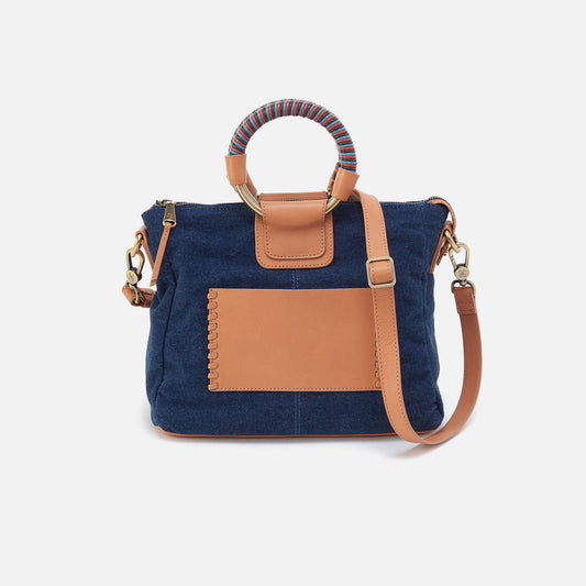 HOBO Sheila Medium Satchel In Denim Fabric - Dark Denim