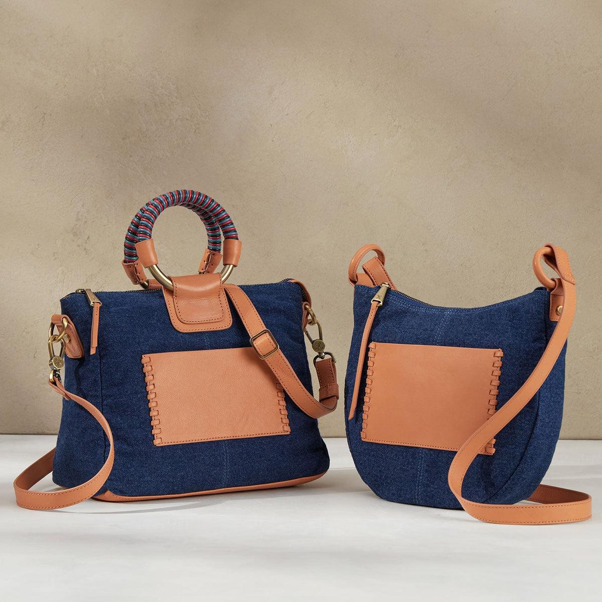 HOBO Sheila Medium Satchel In Denim Fabric - Dark Denim