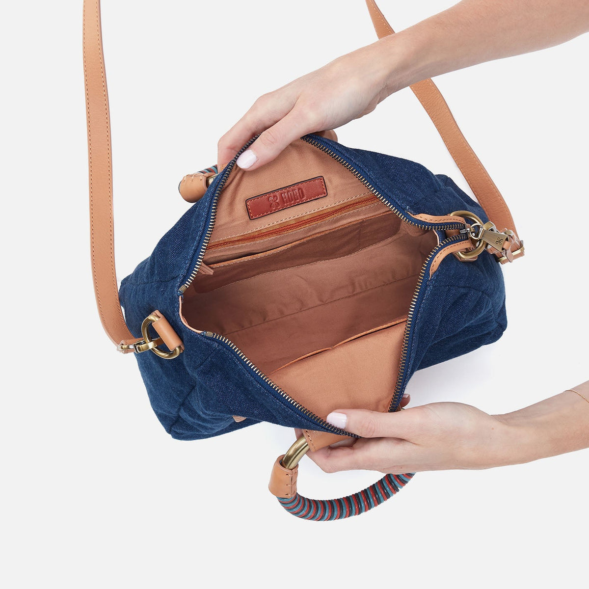 HOBO Sheila Medium Satchel In Denim Fabric - Dark Denim
