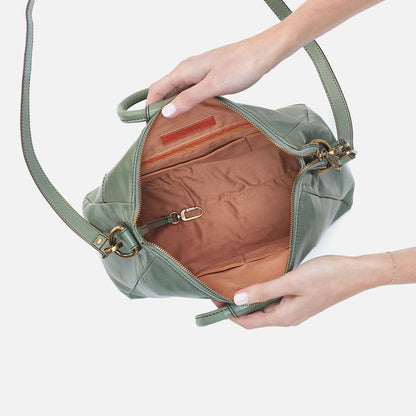 HOBO Sheila Medium Satchel In Polished Leather - Jade
