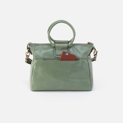 HOBO Sheila Medium Satchel In Polished Leather - Jade