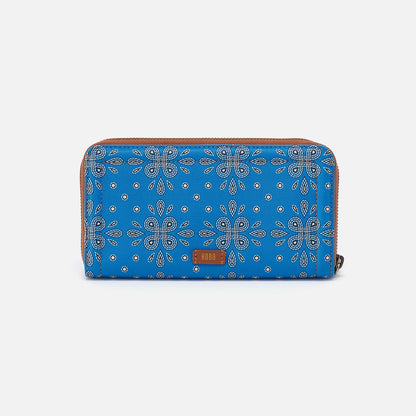 HOBO Soma Large Wallet In Coated Canvas - Blue Journey Bandana