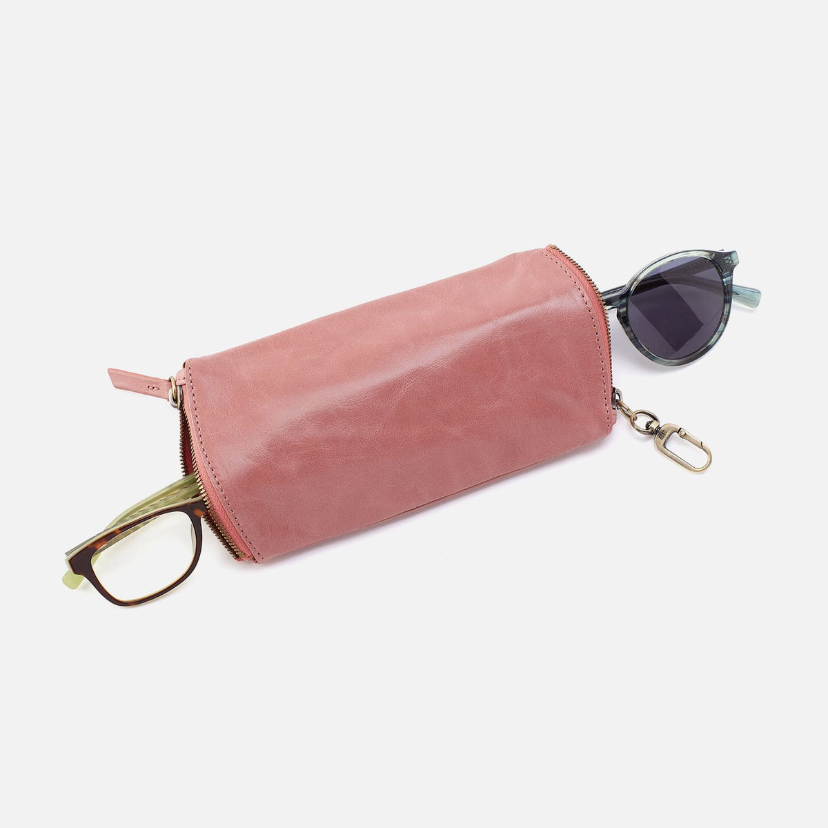HOBO Spark Double Eyeglass Case In Polished Leather - Rose
