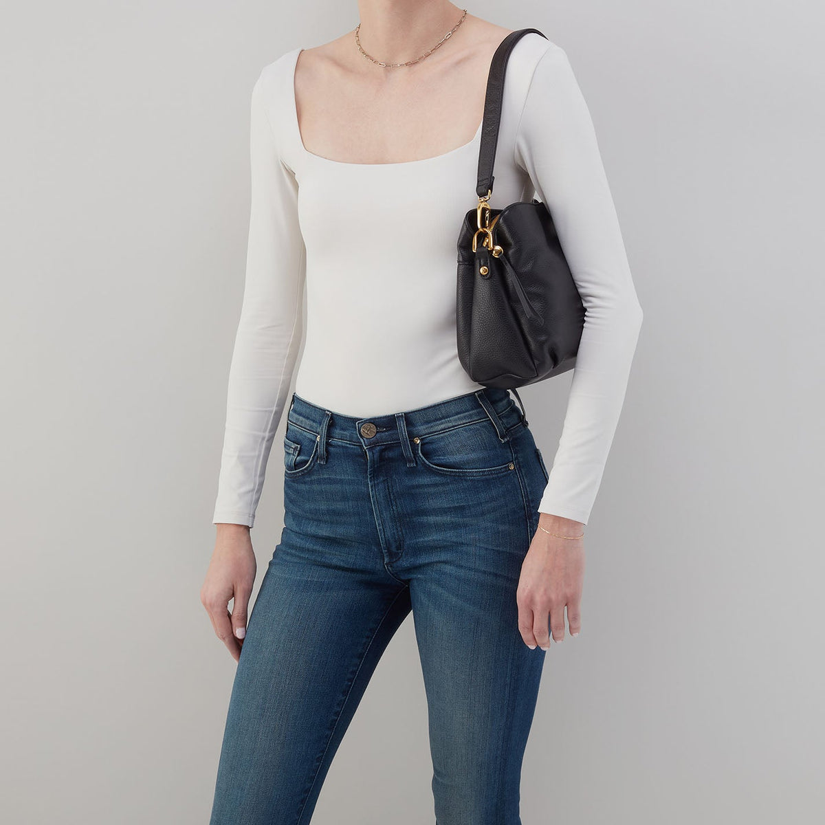 HOBO Starr Convertible Shoulder Bag in Pebbled Leather - Blue Pearl