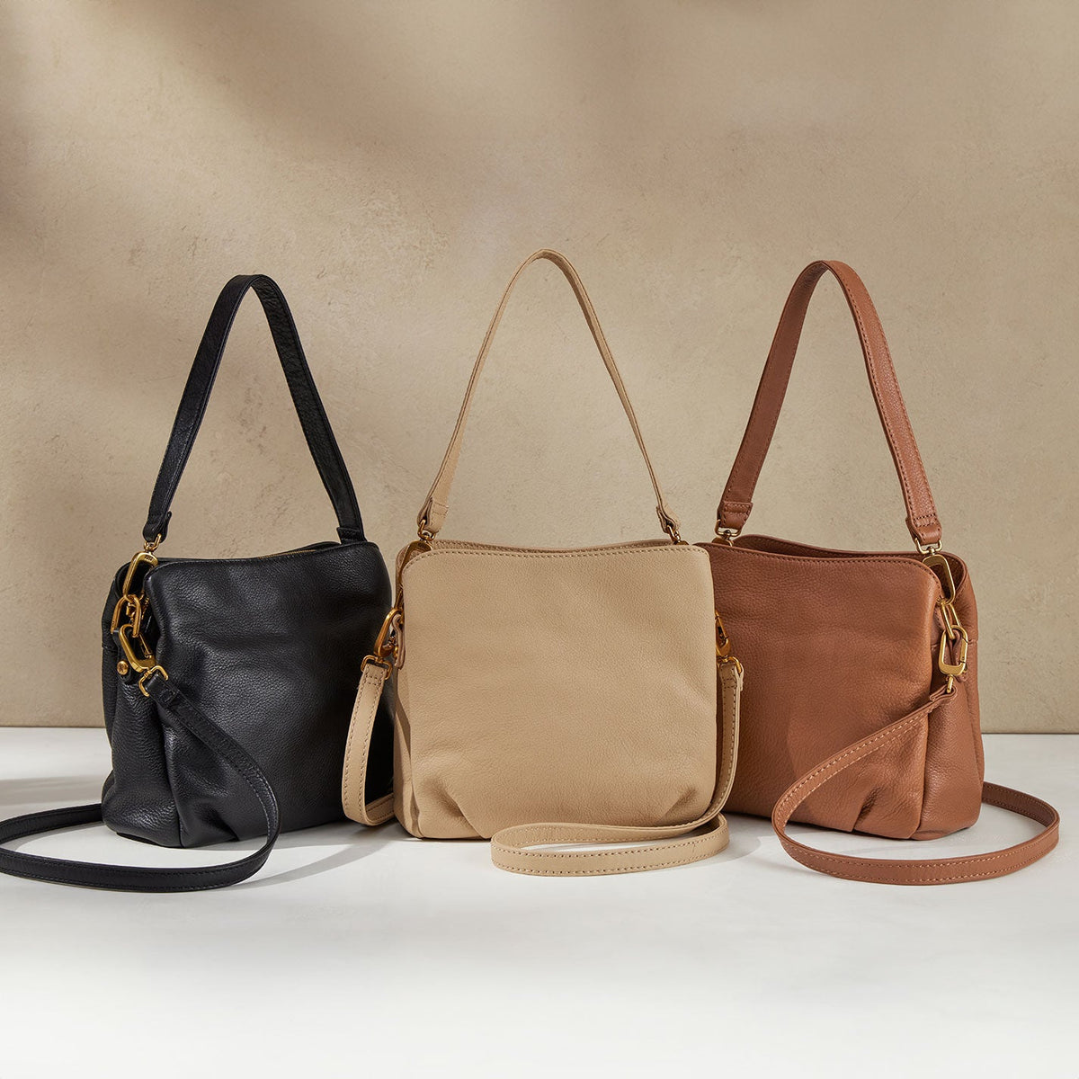 HOBO Starr Convertible Shoulder Bag in Pebbled Leather - Linen