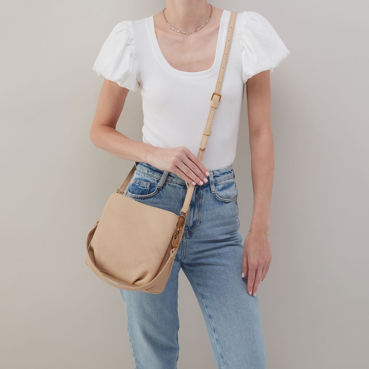 HOBO Starr Convertible Shoulder Bag in Pebbled Leather - Linen