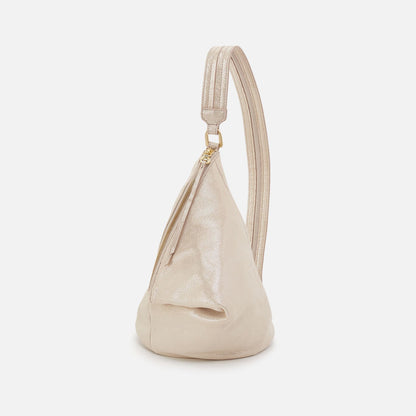 HOBO Sway Small Sling In Metallic Leather - Sand Shimmer