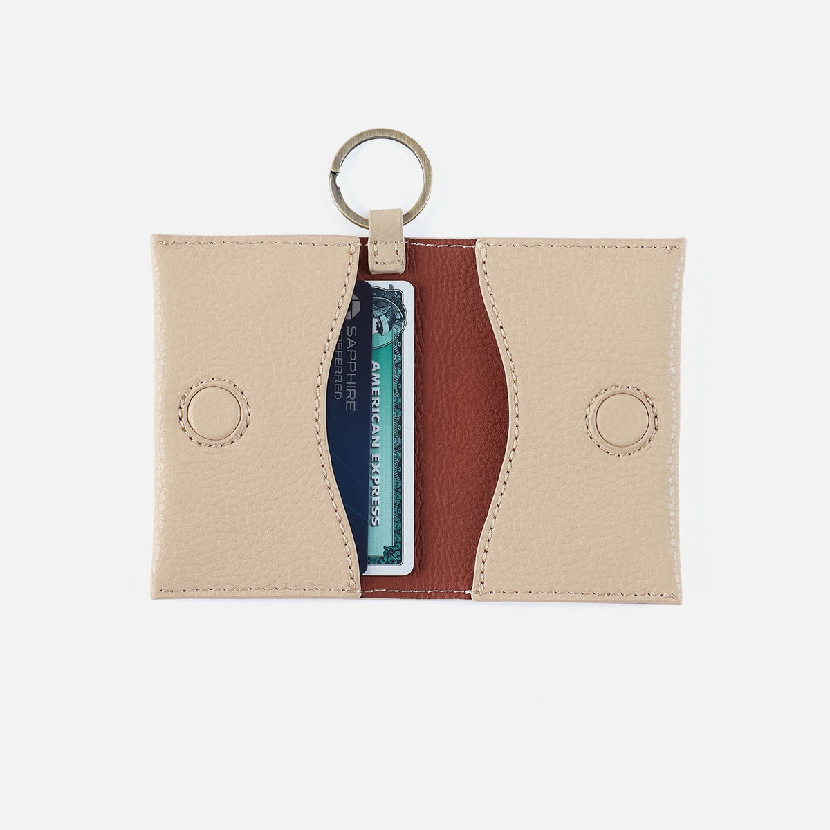 HOBO Vida Card Case in Micro Pebbled Leather - Almond
