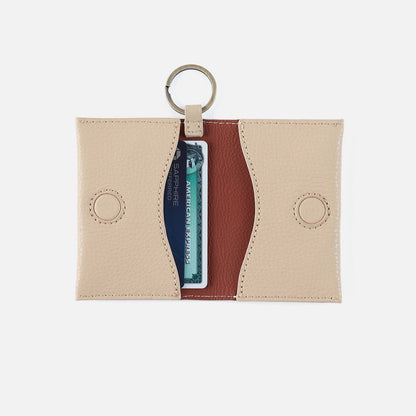 HOBO Vida Card Case in Micro Pebbled Leather - Almond