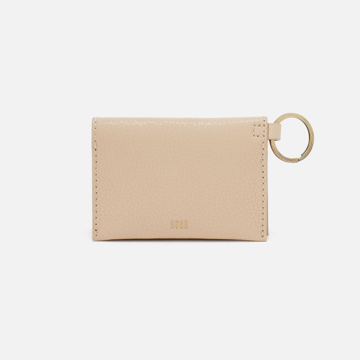 HOBO Vida Card Case in Micro Pebbled Leather - Almond