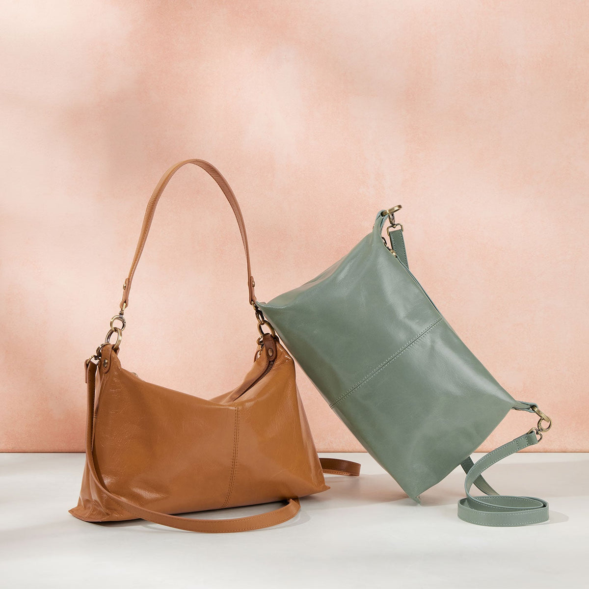 HOBO Avon Shoulder Bag In Polished Leather - Jade