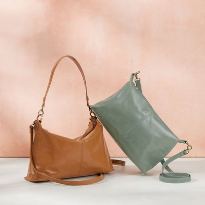 HOBO Avon Shoulder Bag In Polished Leather - Jade