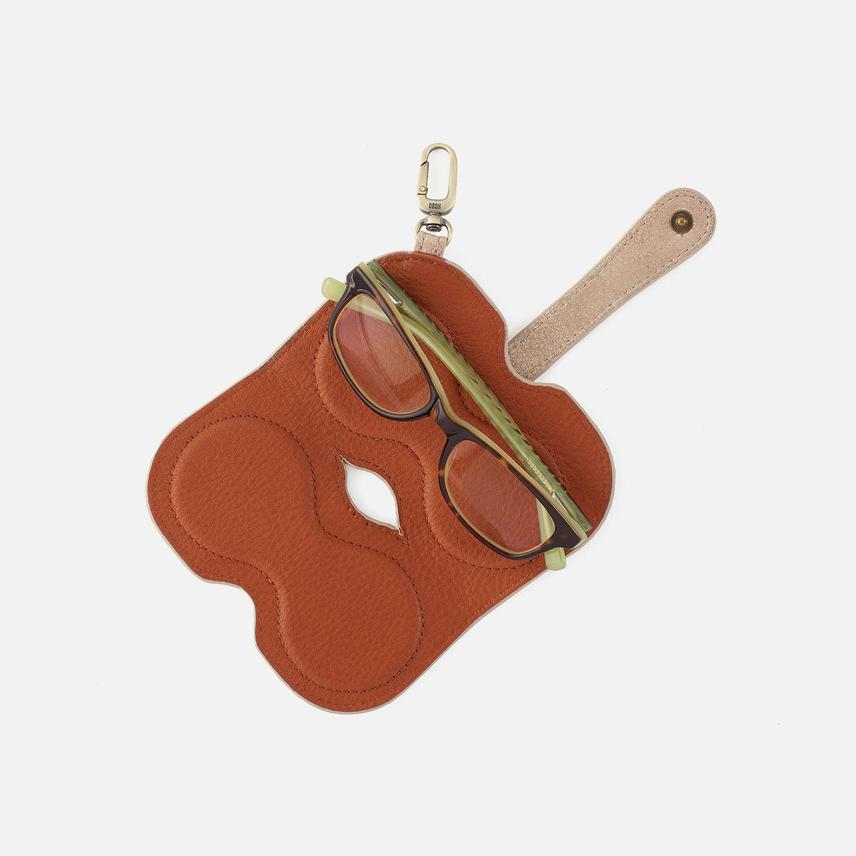 HOBO Blink Glasses Holder In Buffed Leather - Gilded Beige