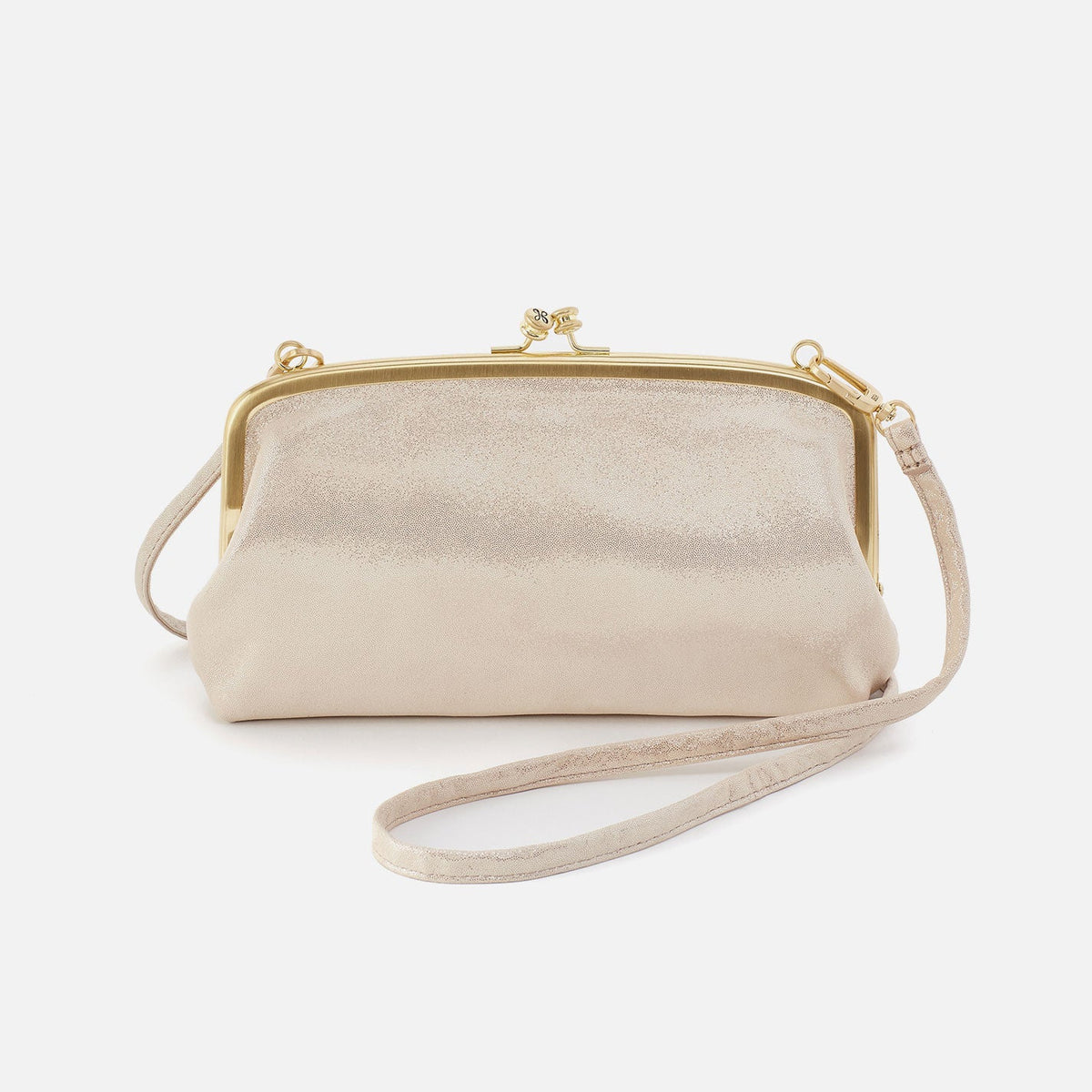 HOBO Cora Wallet Crossbody In Metallic Leather - Sand Shimmer