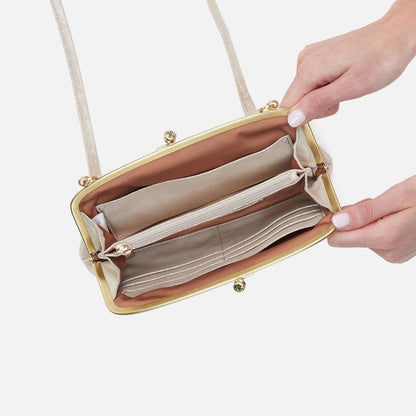 HOBO Cora Wallet Crossbody In Metallic Leather - Sand Shimmer