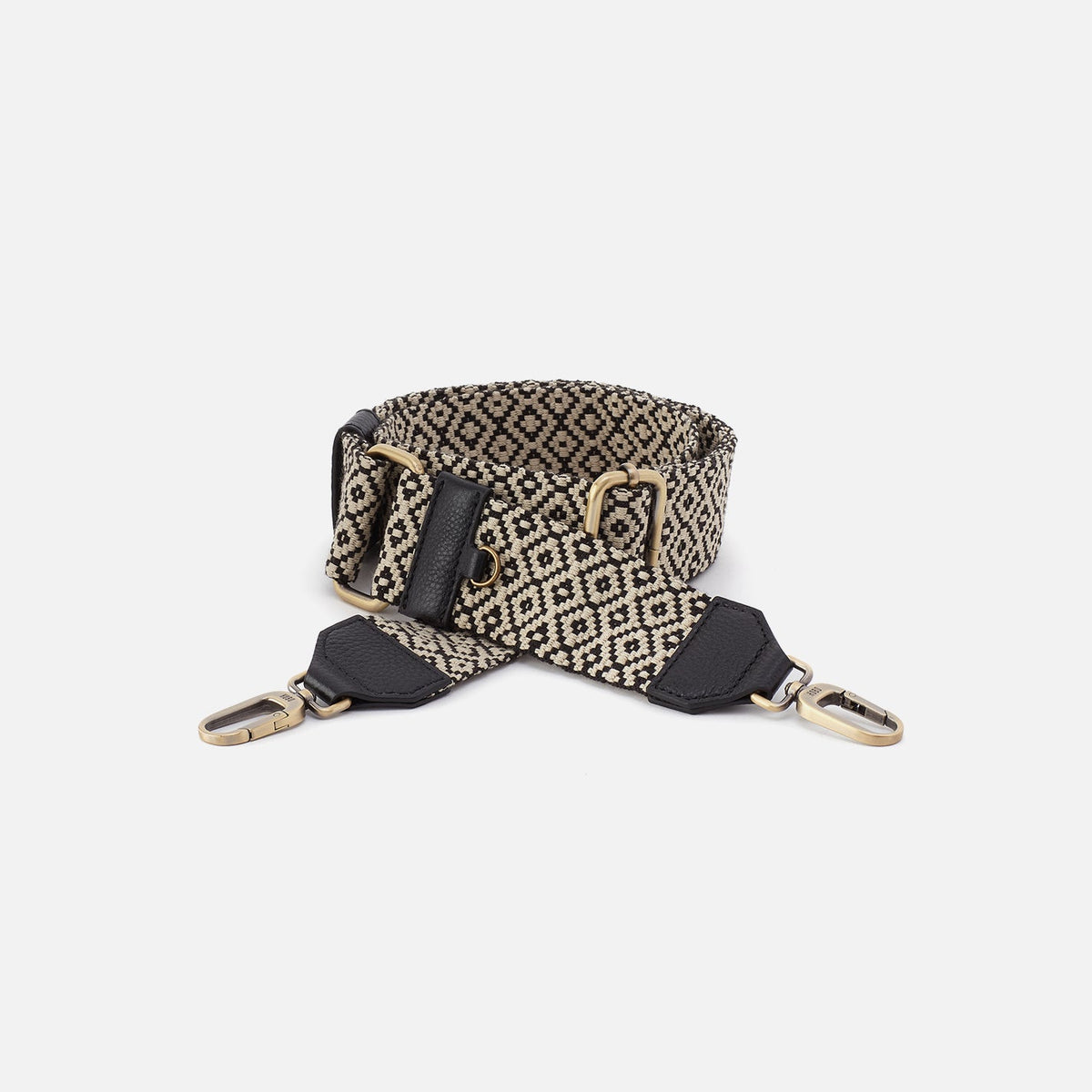 HOBO Webbing Strap In Webbing Fabric With Pebbled Leather Trim - Black