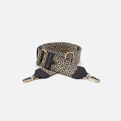 HOBO Webbing Strap In Webbing Fabric With Pebbled Leather Trim - Black