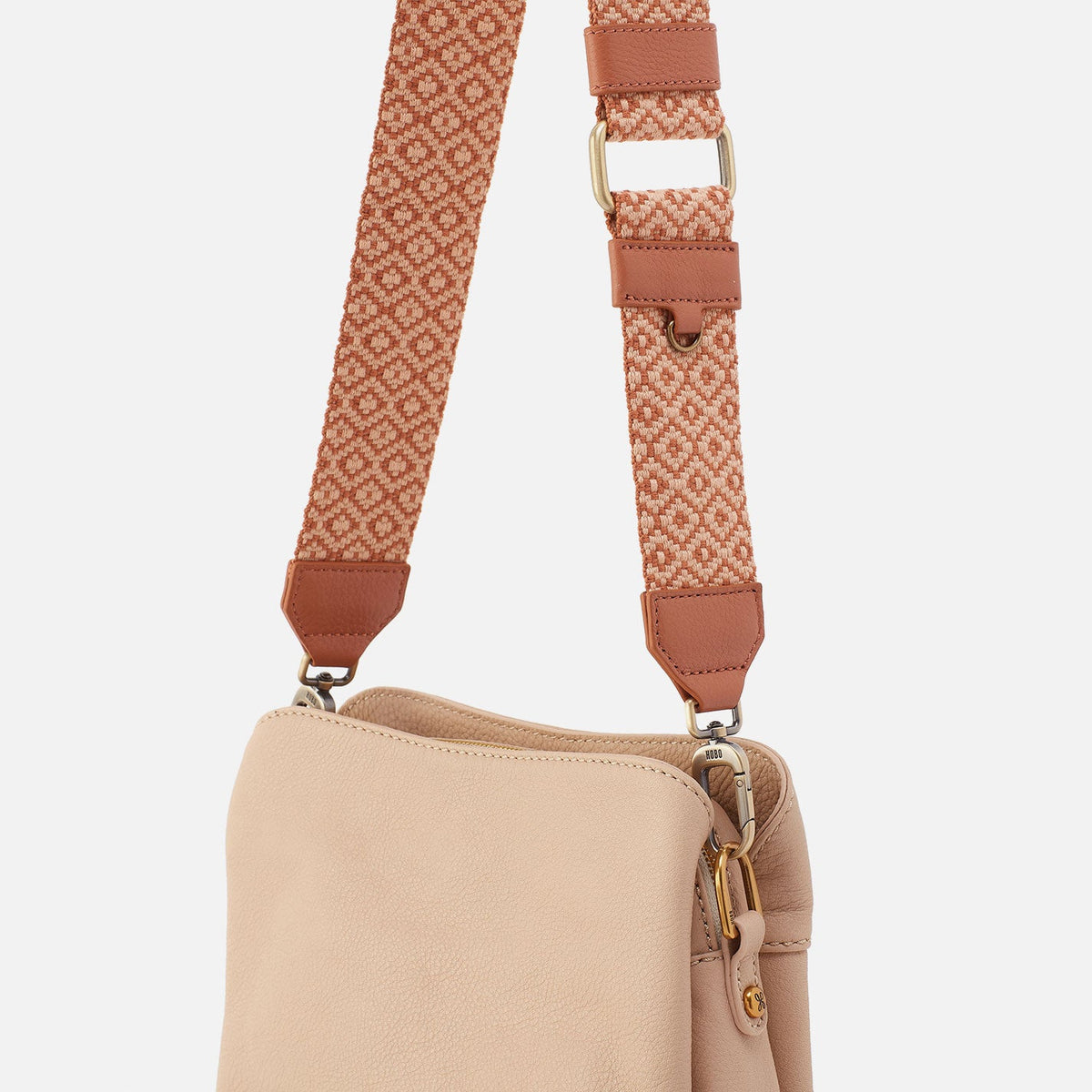 HOBO Webbing Strap In Webbing Fabric With Pebbled Leather Trim - Desert Sun