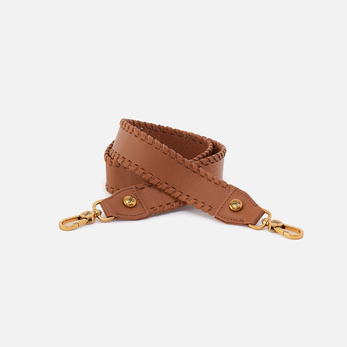 HOBO Whipstitch Guitar Strap In Pebbled Leather - Warm Honey