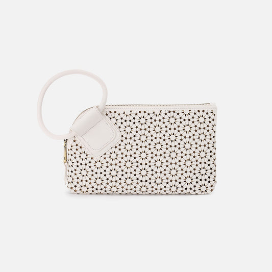 HOBO Sable Wristlet In Perforated Leather - Ecru Daisy Perf