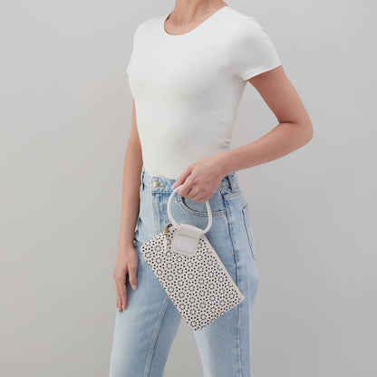 HOBO Sable Wristlet In Perforated Leather - Ecru Daisy Perf