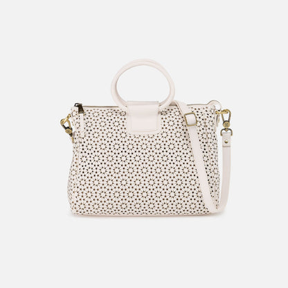 HOBO Sheila Medium Satchel In Perforated Leather - Ecru Daisy Perf