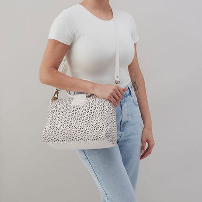 HOBO Sheila Medium Satchel In Perforated Leather - Ecru Daisy Perf