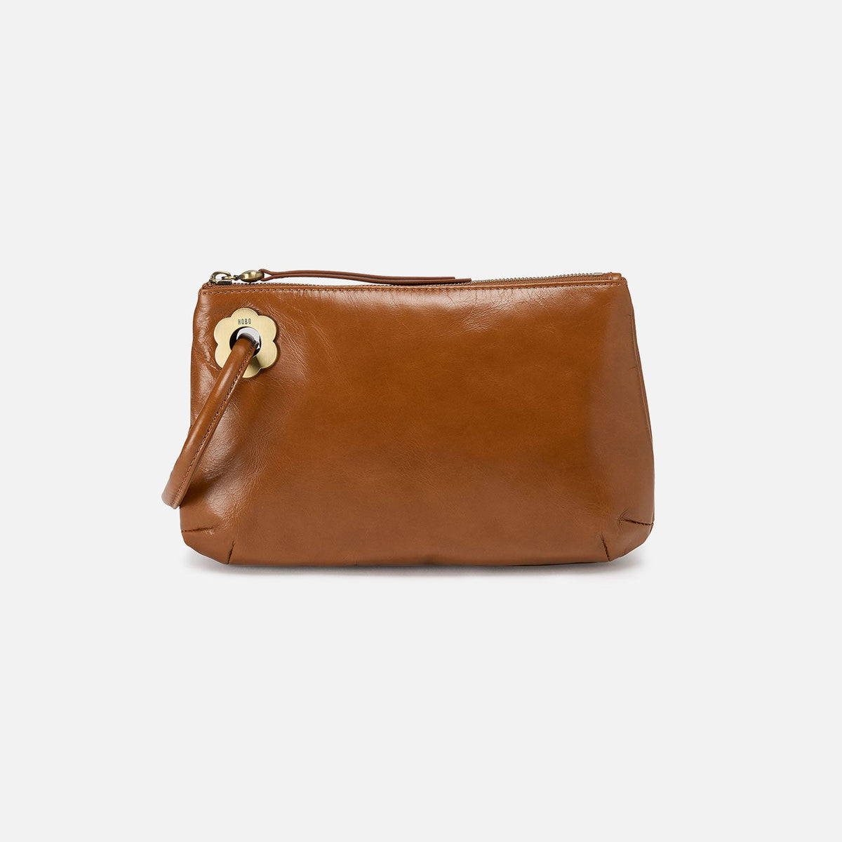 HOBO Daisy Daze Large Wristlet In Polished Leather - Truffle