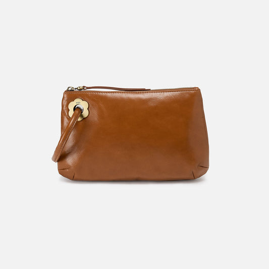 HOBO Daisy Daze Large Wristlet In Polished Leather - Truffle