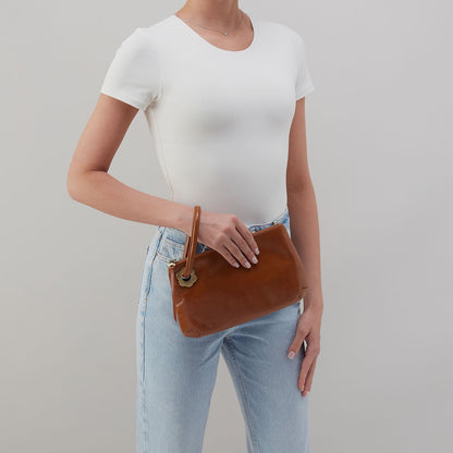 HOBO Daisy Daze Large Wristlet In Polished Leather - Truffle