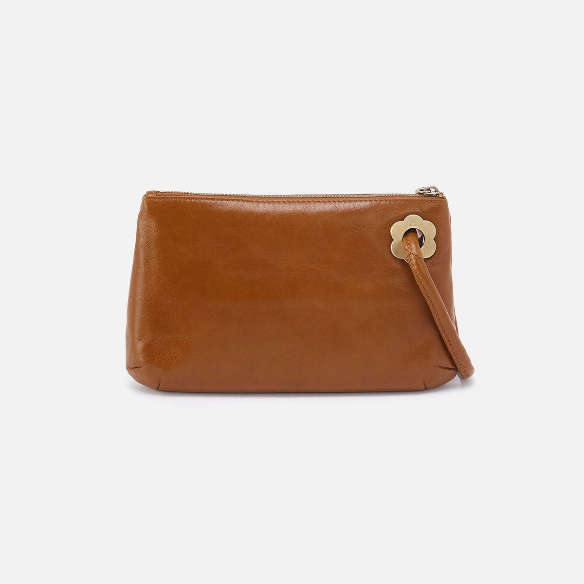 HOBO Daisy Daze Large Wristlet In Polished Leather - Truffle