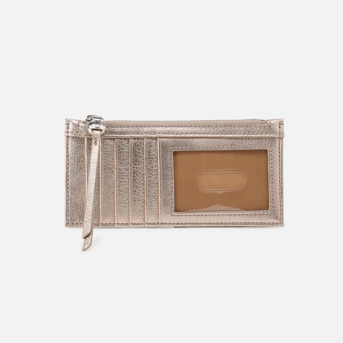 HOBO Carte Card Case In Metallic Leather - Cameo Quartz