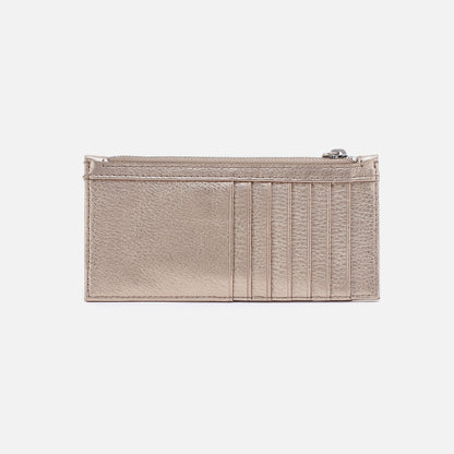 HOBO Carte Card Case In Metallic Leather - Cameo Quartz