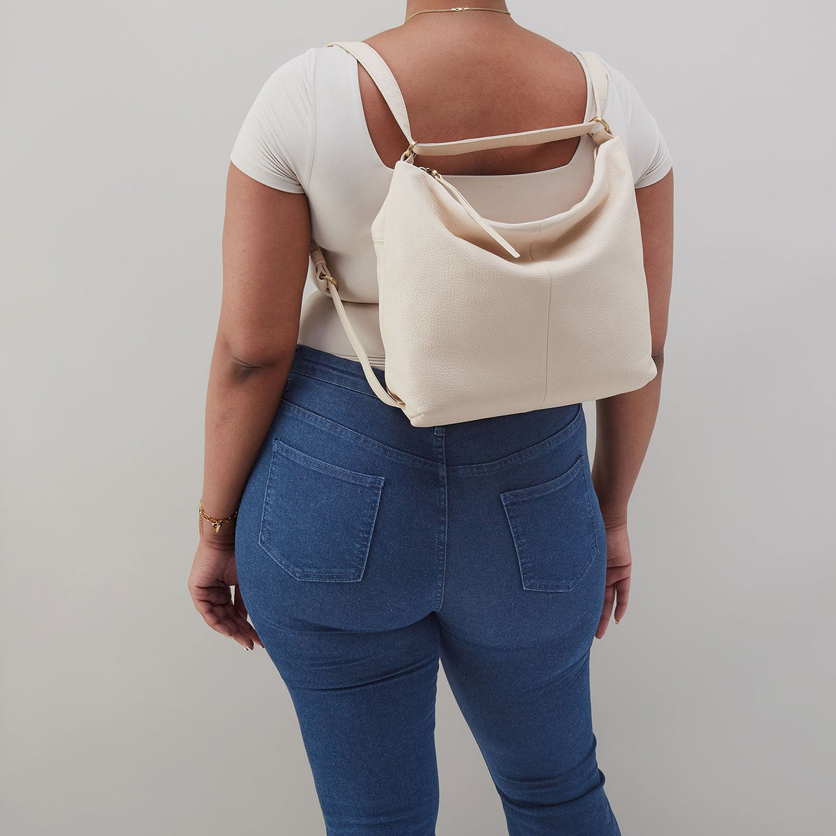 HOBO Emily Convertible Backpack In Pebbled Leather - Cream